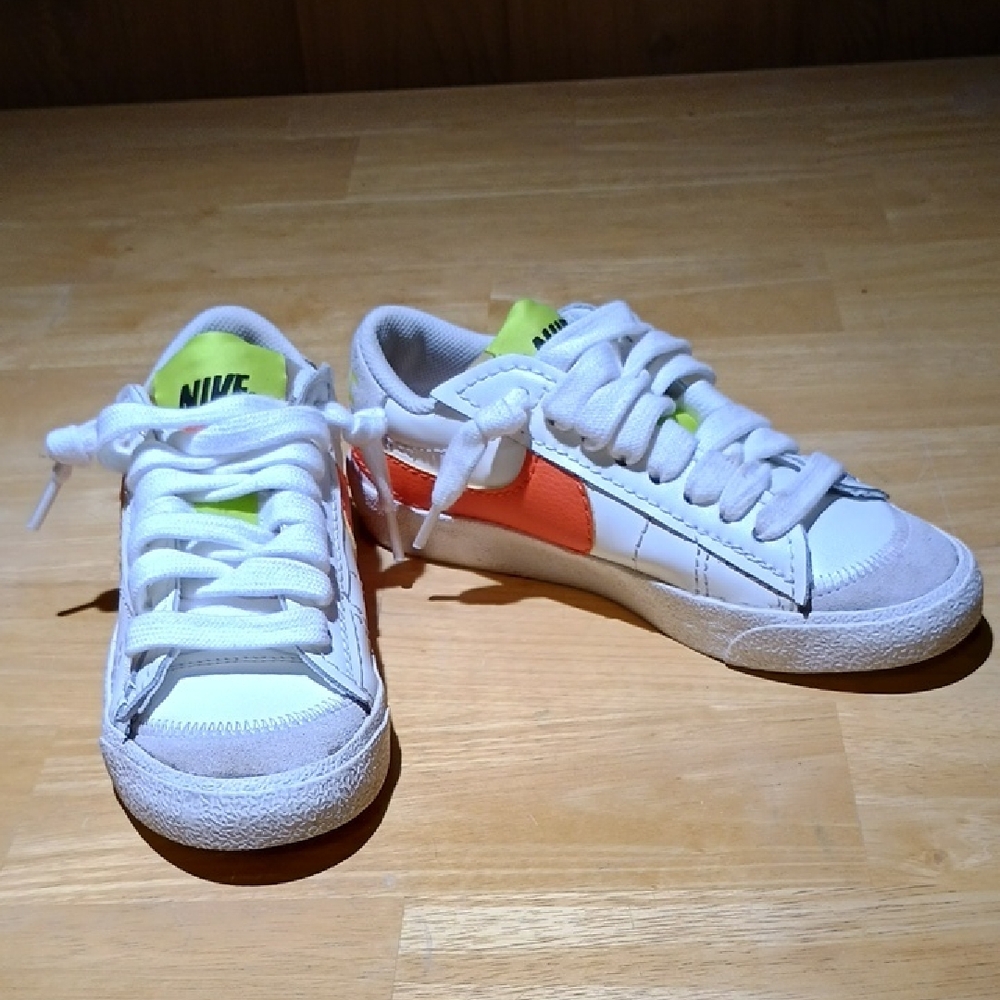 Nike Women's Blazer '77 Jumbo In The Sail/Rush Orange And Atomic Green Colorway